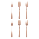 Jogo de Garfos para Bolo Aço Inox Pisa Rose Gold 6 Peças - Ela Decora